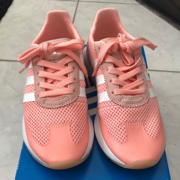 Adidas Originals Flashrunner Womens Trainers Lace Up Shoes Peach - Picture 2 of 8
